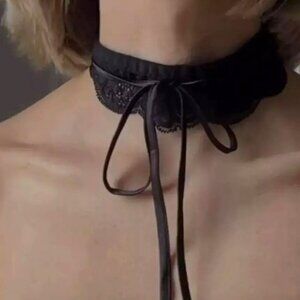 WE ARE HAH | Free People Black Lace Choker Garter Lingerie NWT